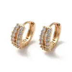 Brass Micro Pave Cubic Zirconia Hoop Earrings