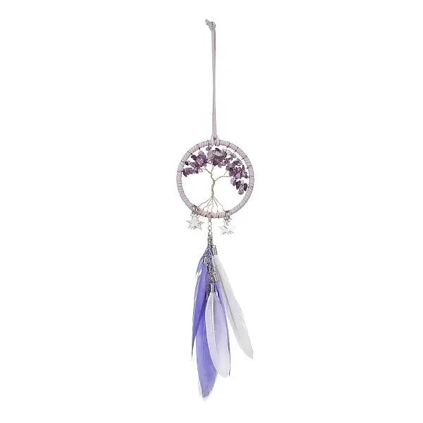 Woven Net/Web with Feather Hanging Ornaments
