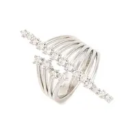 Brass Micro Pave Clear Cubic Zirconia Open Cuff Rings