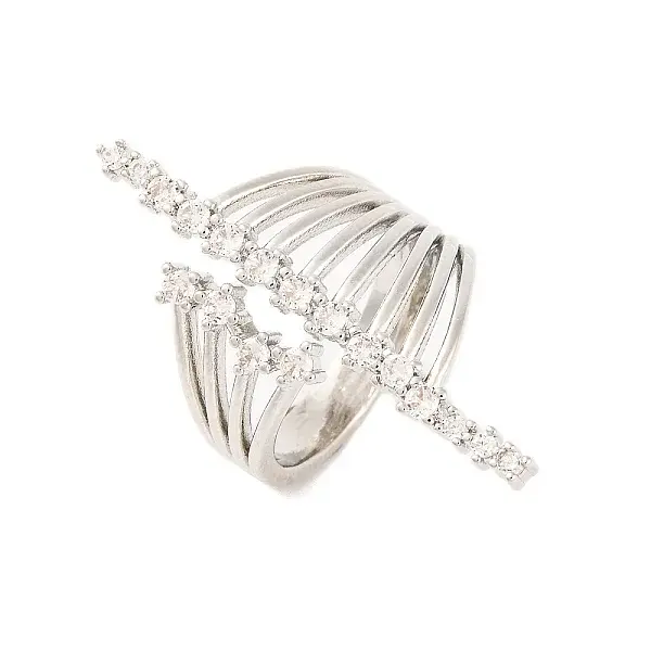 Brass Micro Pave Clear Cubic Zirconia Open Cuff Rings