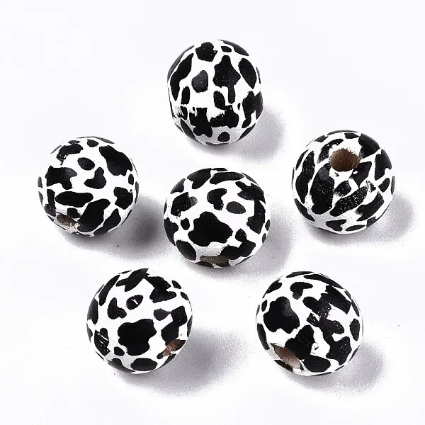 Printed Natural Wooden Beads