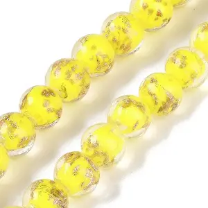 Handmade Gold Sand Lampwork Beads