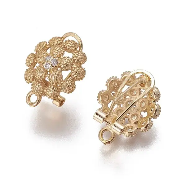 Brass Micro Pave Cubic Zirconia Stud Earring Findings