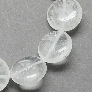 Flat Round Gemstone Natural Quartz Crystal Beads Strands