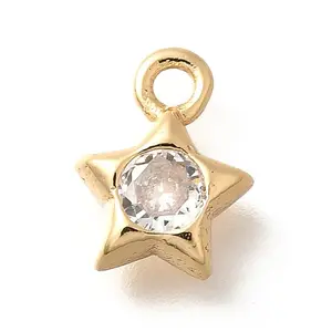 Brass Micro Pave Cubic Zirconia Charms