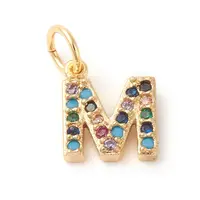 Brass Micro Pave Colorful Cubic Zirconia Charms