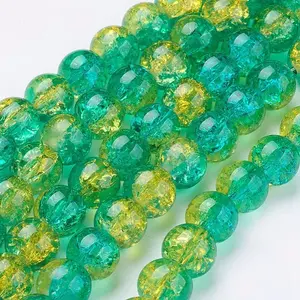 Spray Painted Crackle Glass Beads Strands