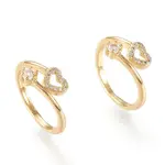 Adjustable Brass Micro Pave Clear Cubic Zirconia Cuff Rings