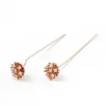Brass Micro Pave Clear Cubic Zirconia Flower Head Pins