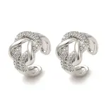 Rack Plating Brass Micro Pave Clear Cubic Zirconia Knot Cuff Earrings for Women