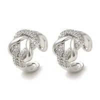 Rack Plating Brass Micro Pave Clear Cubic Zirconia Knot Cuff Earrings for Women