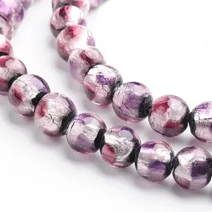 Handmade Silver Foil Glass Round Beads