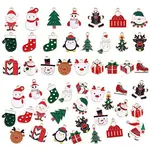 50Pcs 25 Style Christmas Alloy Enamel Pendants