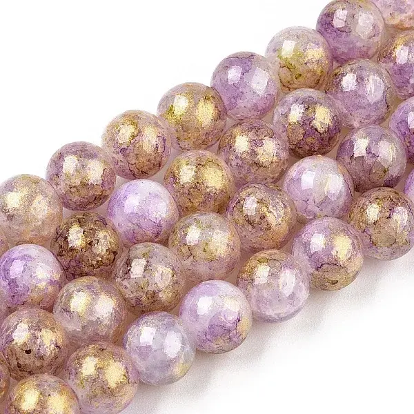 Baking Paint Crackle Glass Bead Strands
