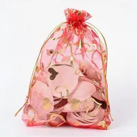 Heart Printed Organza Bags
