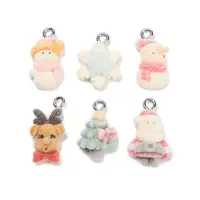 Christmas Flocky Opaque Resin Pendants