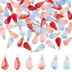 30pcs 4 Clolors Golden Brass Glass Pendants