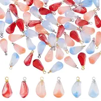 30pcs 4 Clolors Golden Brass Glass Pendants