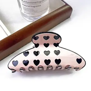 Heart Pattern Cellulose Acetate Claw Hair Clips