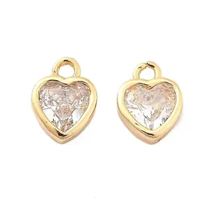 Brass Micro Pave Clear Cubic Zirconia Charms