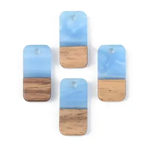 Opaque Resin & Walnut Wood Pendants