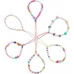 6Pcs 6 Styles Handmade Polymer Clay & Plastic Beaded Mobile Straps