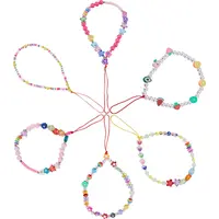 6Pcs 6 Styles Handmade Polymer Clay & Plastic Beaded Mobile Straps