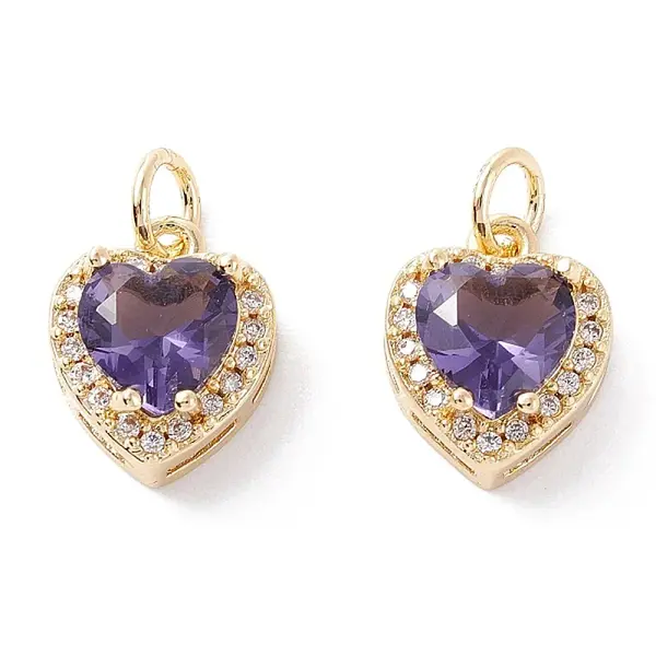 Brass Micro Pave Cubic Zirconia Charms