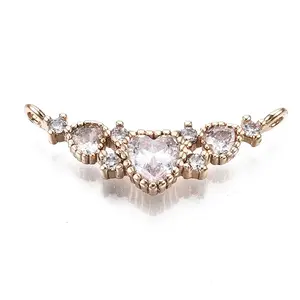 Brass Micro Pave Clear Cubic Zirconia Pendants Links