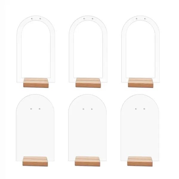 2 Styles Arch Acrylic Earring Jewelry Display Stands with Wooden Base