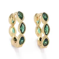 Brass Micro Pave Cubic Zirconia Huggie Hoop Earrings