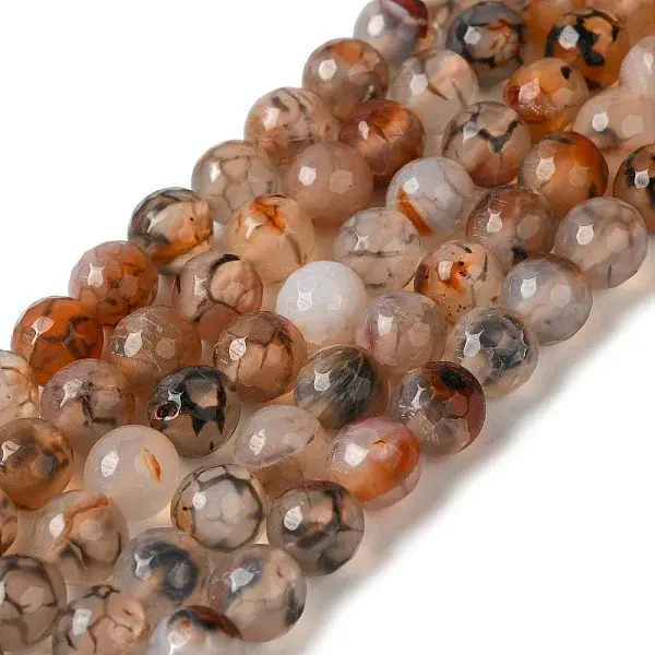 Dyed & Heated Natural Dragon Veins Agate Beads Strands