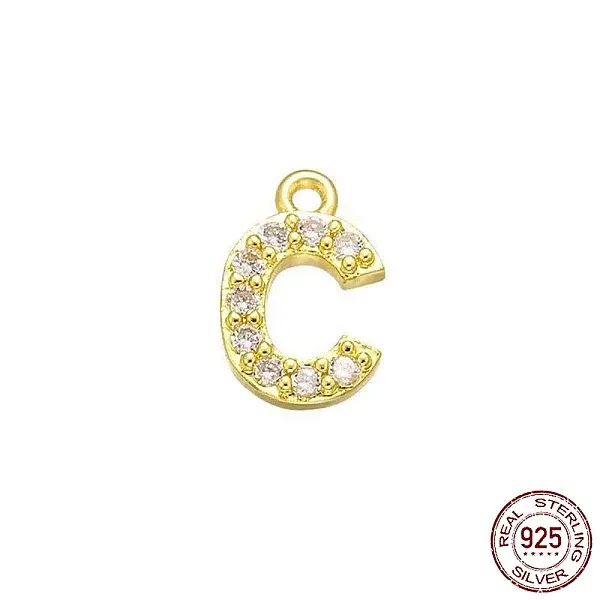Real 18K Gold Plated 925 Sterling Silver Micro Pave Clear Cubic Zirconia Charms