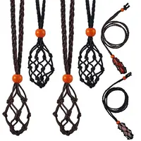 6Pcs 2 Colors Adjustable Braided Waxed Cord Macrame Pouch Necklace Making