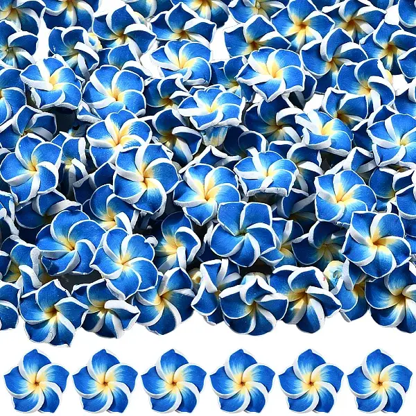 100Pcs Handmade Polymer Clay 3D Flower Plumeria Beads