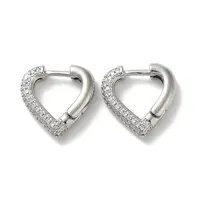 Brass Pave Clear Cubic Zirconia Hoop Earrings
