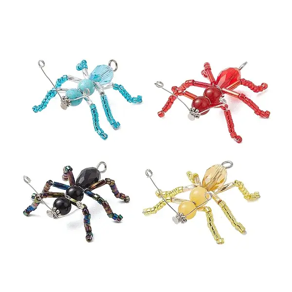 Glass Seed Beaded Ant Pendants