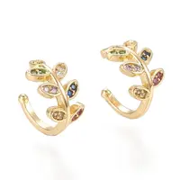 Brass Micro Pave Cubic Zirconia Cuff Earrings