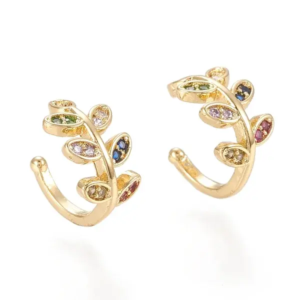 Brass Micro Pave Cubic Zirconia Cuff Earrings