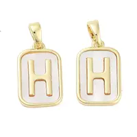 Brass Pave Natural Shell Rectangle Pendants