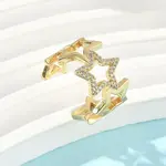 Brass Micro Pave Clear Cubic Zirconia Cuff Rings for Women
