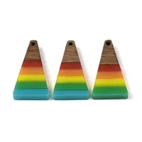 Pride Rainbow Theme Resin & Walnut Wood Pendants