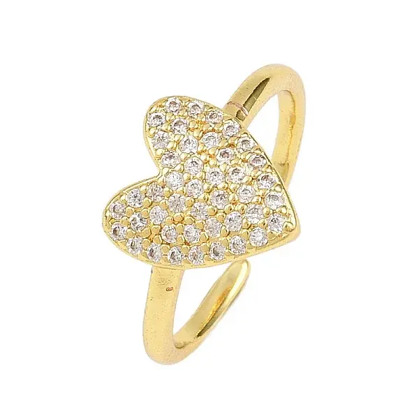 Brass Micro Pave Cubic Zirconia Cuff Rings for Women