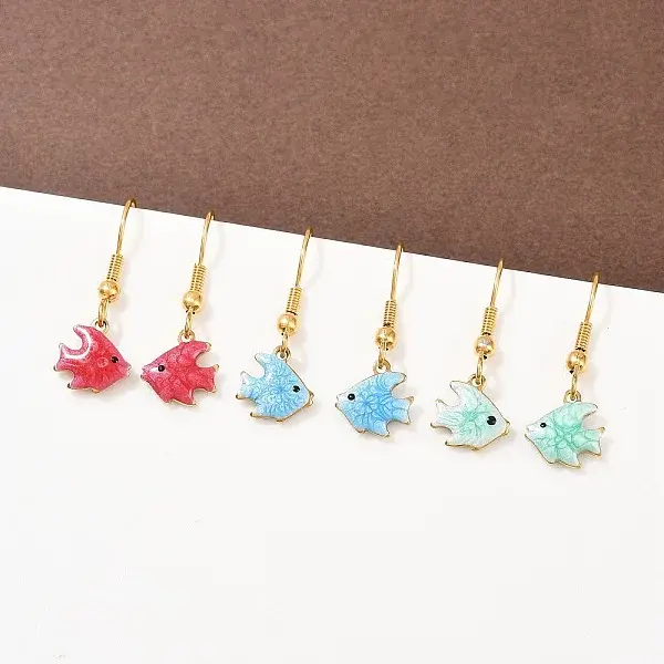 Ocean Series 304 Stainless Steel Enamel Dangle Earrings