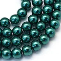 Baking Painted Pearlized Glass Pearl Round Bead Strands