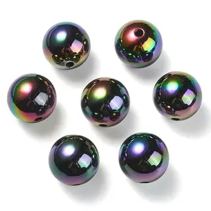 UV Plating Rainbow Iridescent Acrylic Beads