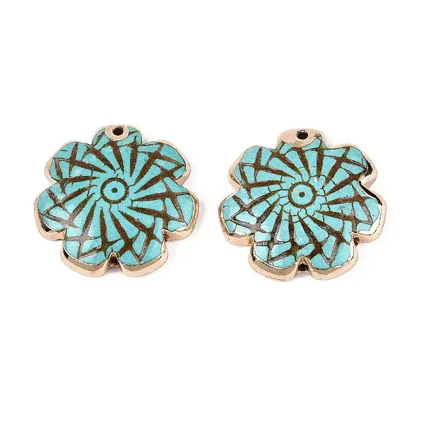 Dyed Synthetic Turquoise Flower Pendants