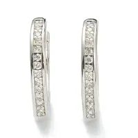 Brass Micro Pave Clear Cubic Zirconia Huggie Hoop Earrings