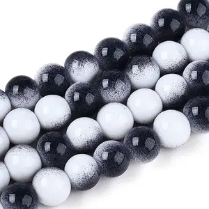 Two Tone Opaque Baking Painted Glass Beads Strands
