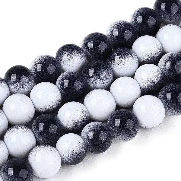 Two Tone Opaque Baking Paint Glass Beads Strands